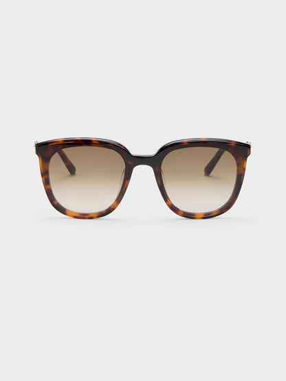 CHARLES & KEITH Smart Buy | Paige Bow Square Sunglasses - T. Shell