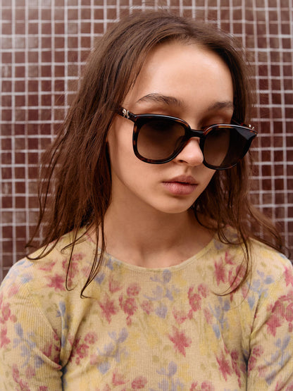 CHARLES & KEITH Smart Buy | Paige Bow Square Sunglasses - T. Shell
