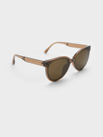 CHARLES & KEITH Featured | Brea Foldable Aviator Sunglasses - Chestnut Brown