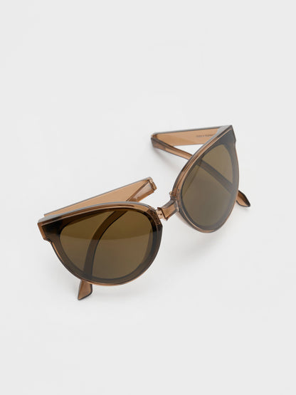 CHARLES & KEITH Featured | Brea Foldable Aviator Sunglasses - Chestnut Brown