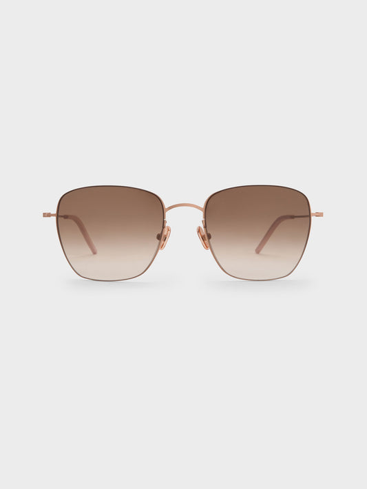 CHARLES & KEITH Premium | Miranda Square Sunglasses - Rose Gold