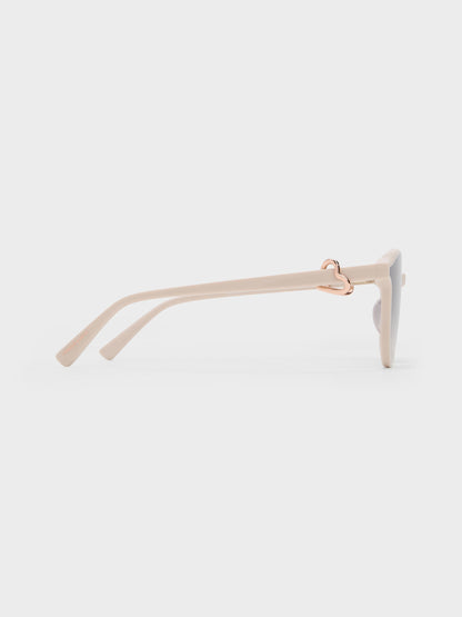 CHARLES & KEITH Best Seller | Ciara Heart-Motif Sunglasses - Oat