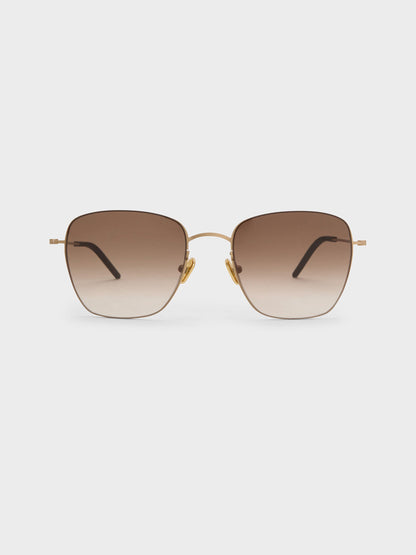 CHARLES & KEITH Top Pick | Miranda Square Sunglasses - Light Gold
