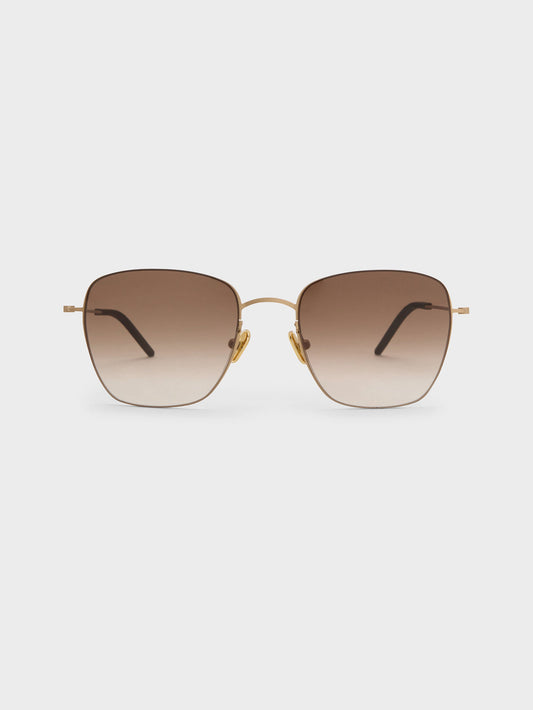 CHARLES & KEITH Top Pick | Miranda Square Sunglasses - Light Gold