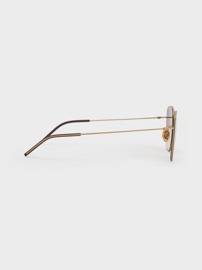 CHARLES & KEITH Top Pick | Miranda Square Sunglasses - Light Gold