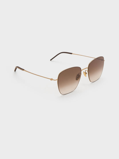 CHARLES & KEITH Top Pick | Miranda Square Sunglasses - Light Gold