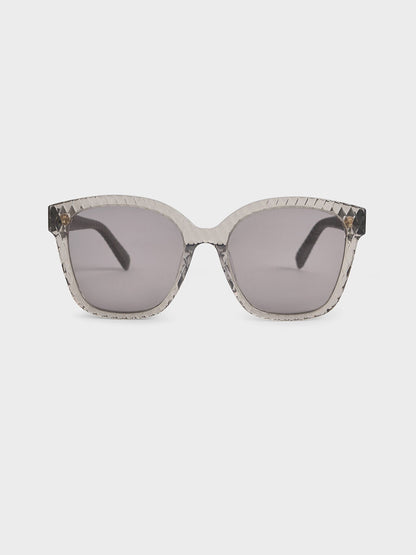 CHARLES & KEITH Best Price | Leather Quilted Sunglasses - Grey