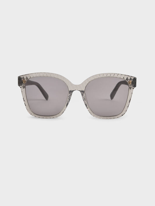 CHARLES & KEITH Best Price | Leather Quilted Sunglasses - Grey