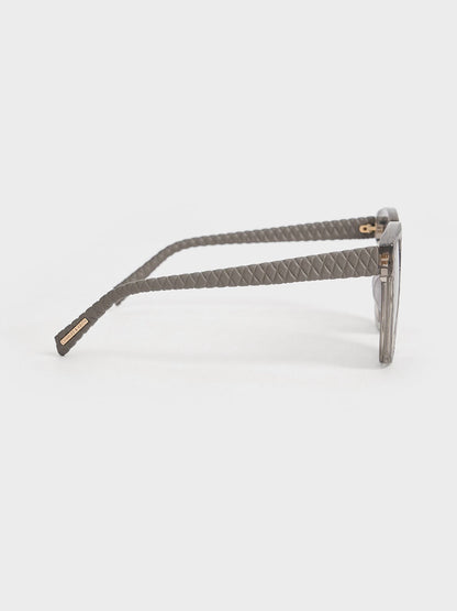 CHARLES & KEITH Best Price | Leather Quilted Sunglasses - Grey