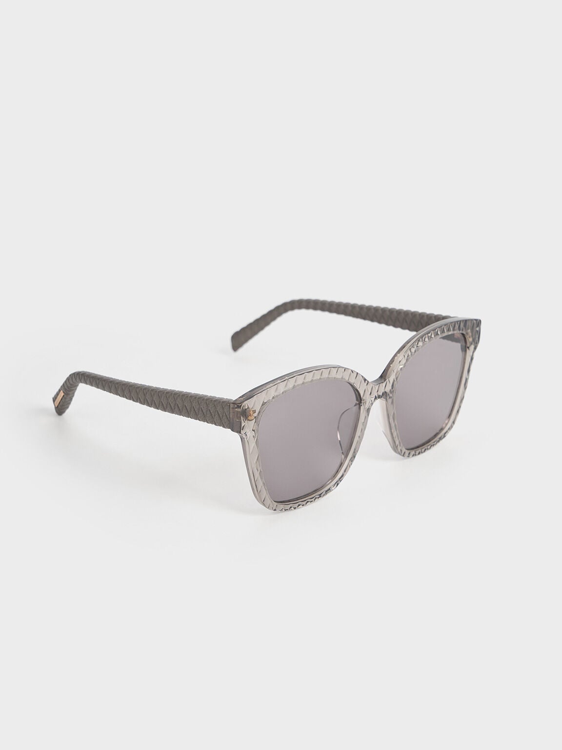 CHARLES & KEITH Best Price | Leather Quilted Sunglasses - Grey