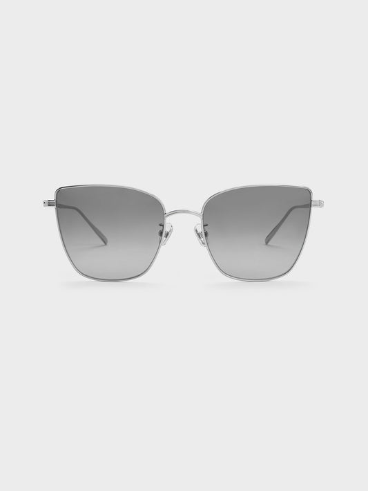 CHARLES & KEITH Premium | Livonia Crystal Square Sunglasses - Silver