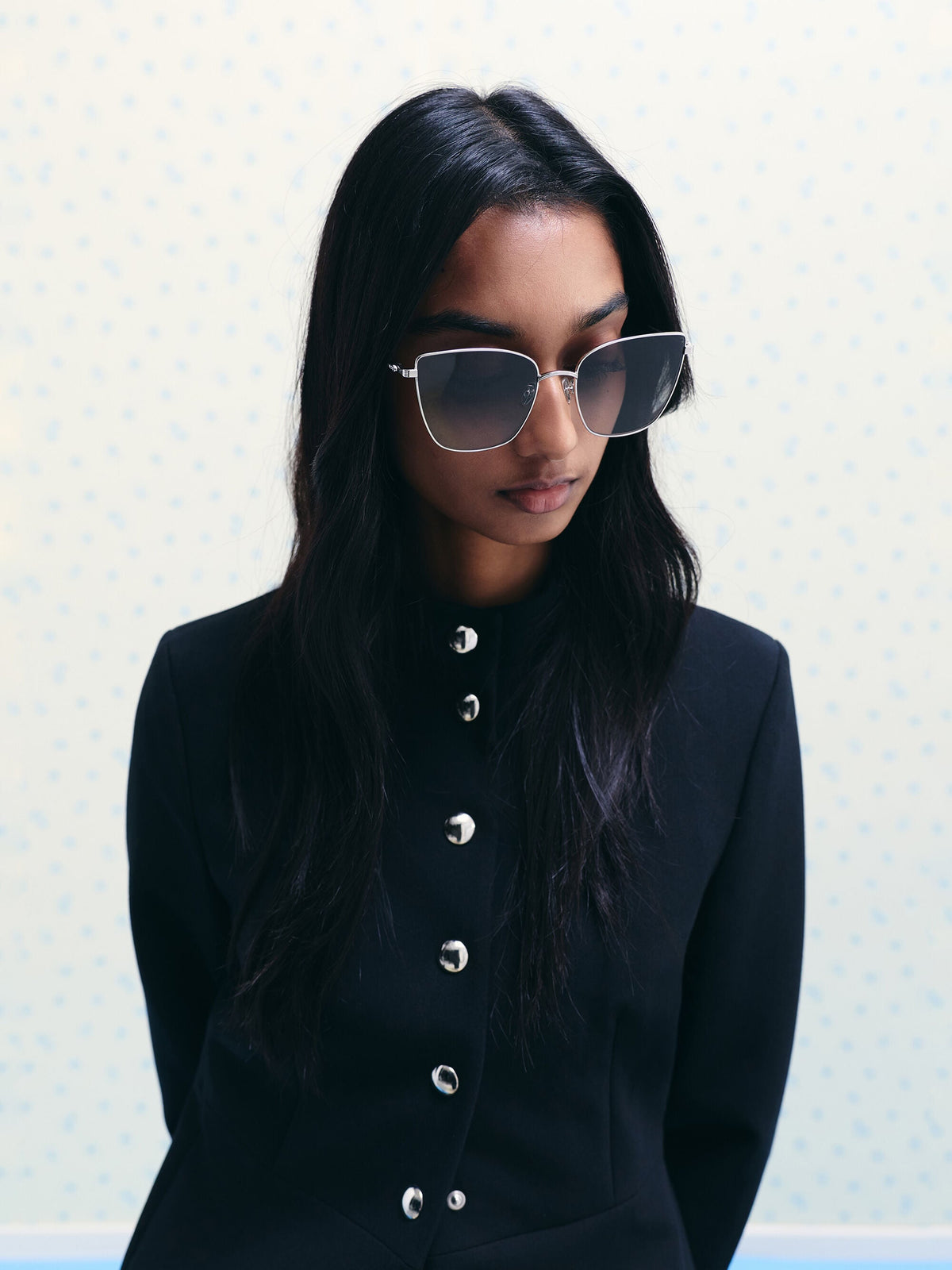 CHARLES & KEITH Premium | Livonia Crystal Square Sunglasses - Silver