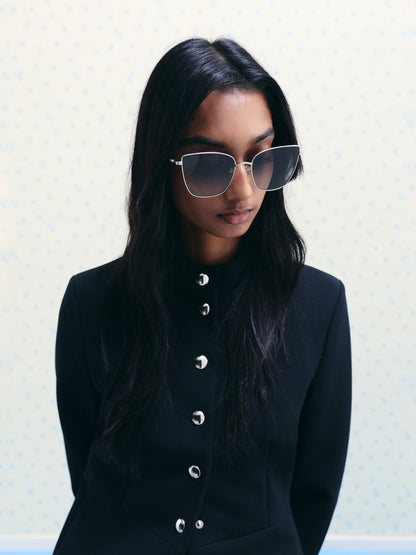 CHARLES & KEITH Premium | Livonia Crystal Square Sunglasses - Silver