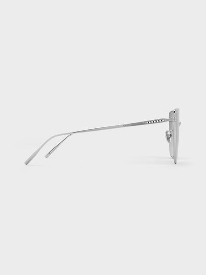 CHARLES & KEITH Premium | Livonia Crystal Square Sunglasses - Silver