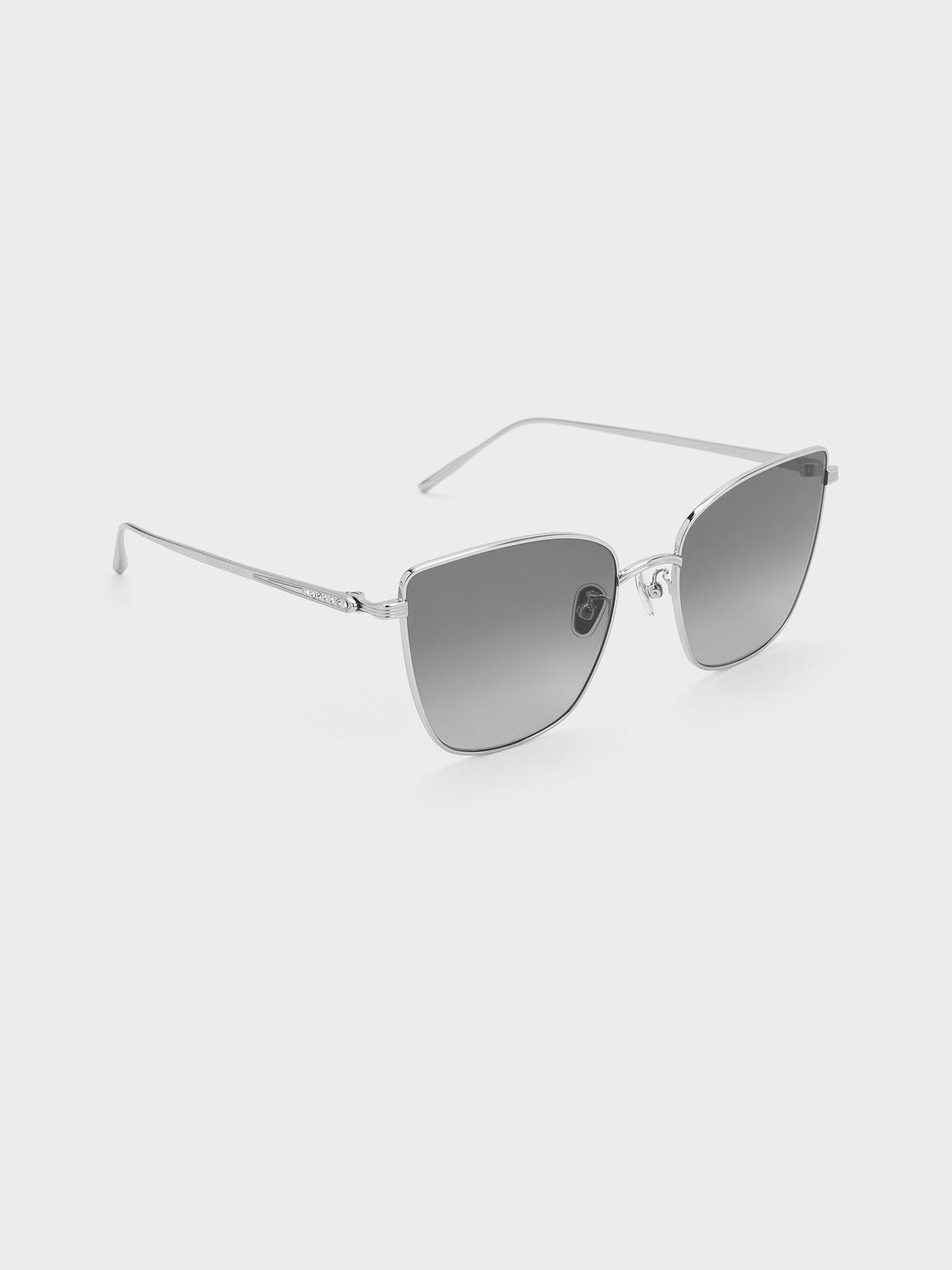 CHARLES & KEITH Premium | Livonia Crystal Square Sunglasses - Silver