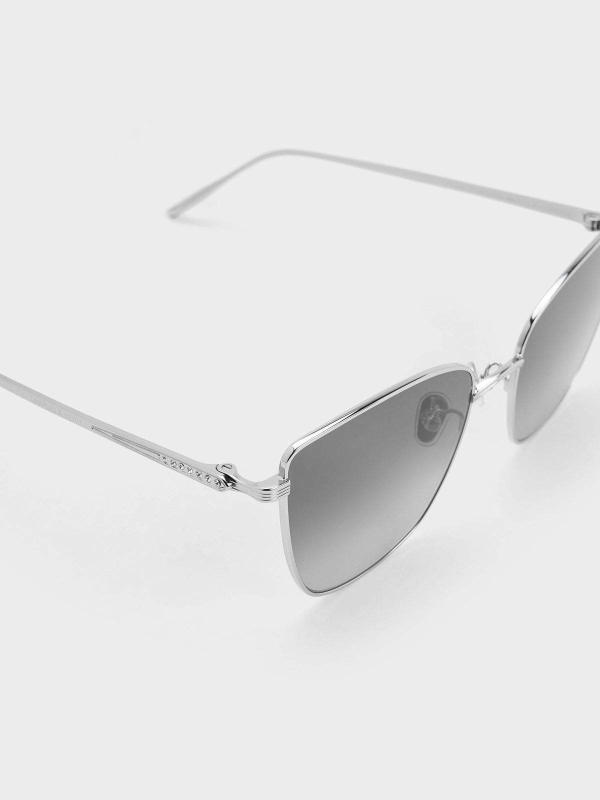 CHARLES & KEITH Premium | Livonia Crystal Square Sunglasses - Silver