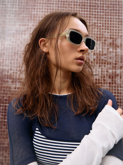 CHARLES & KEITH Signature | Aubrey Rectangular Sunglasses - Mint Green