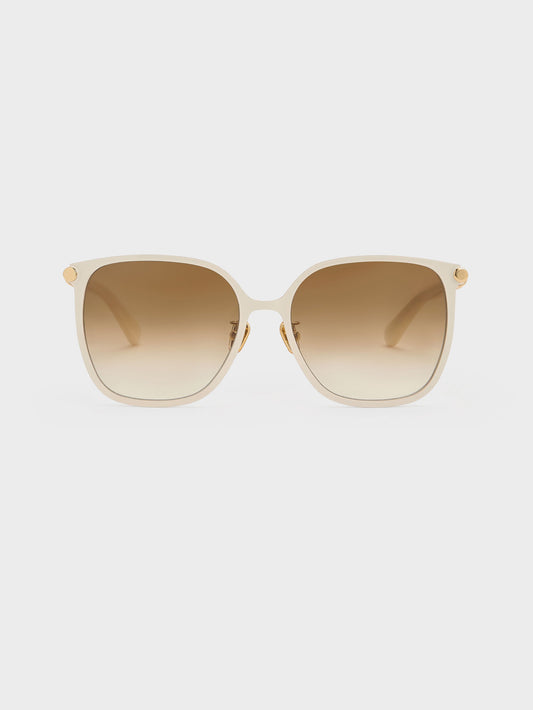 CHARLES & KEITH Value | Ophelia Square Sunglasses - Cream